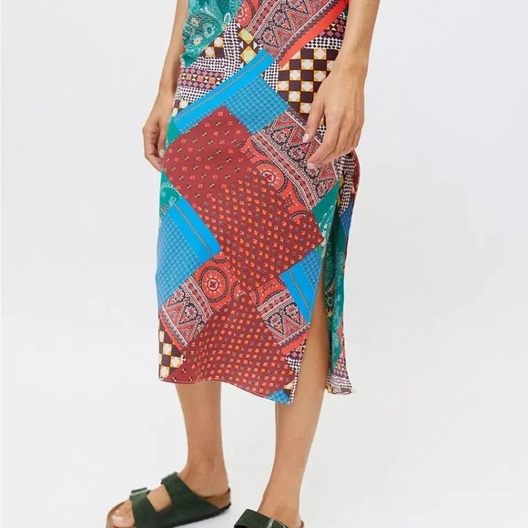 Urban Outfitters Maisie Patchwork Midi Skirt - Picture 2 of 3